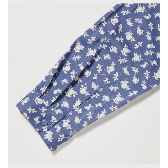 Uniqlo Cotton Silk Long-Sleeve Tunic in Blue Floral - Picture 3 of 14